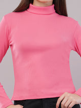 Clobug Women Cotton Blend High Neck Regular Full Sleeve Top