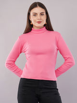 Clobug Women Cotton Blend High Neck Regular Full Sleeve Top