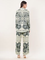Clobug Women Printed Full Sleeve Crepe Shirt & Pant Co-ord Set