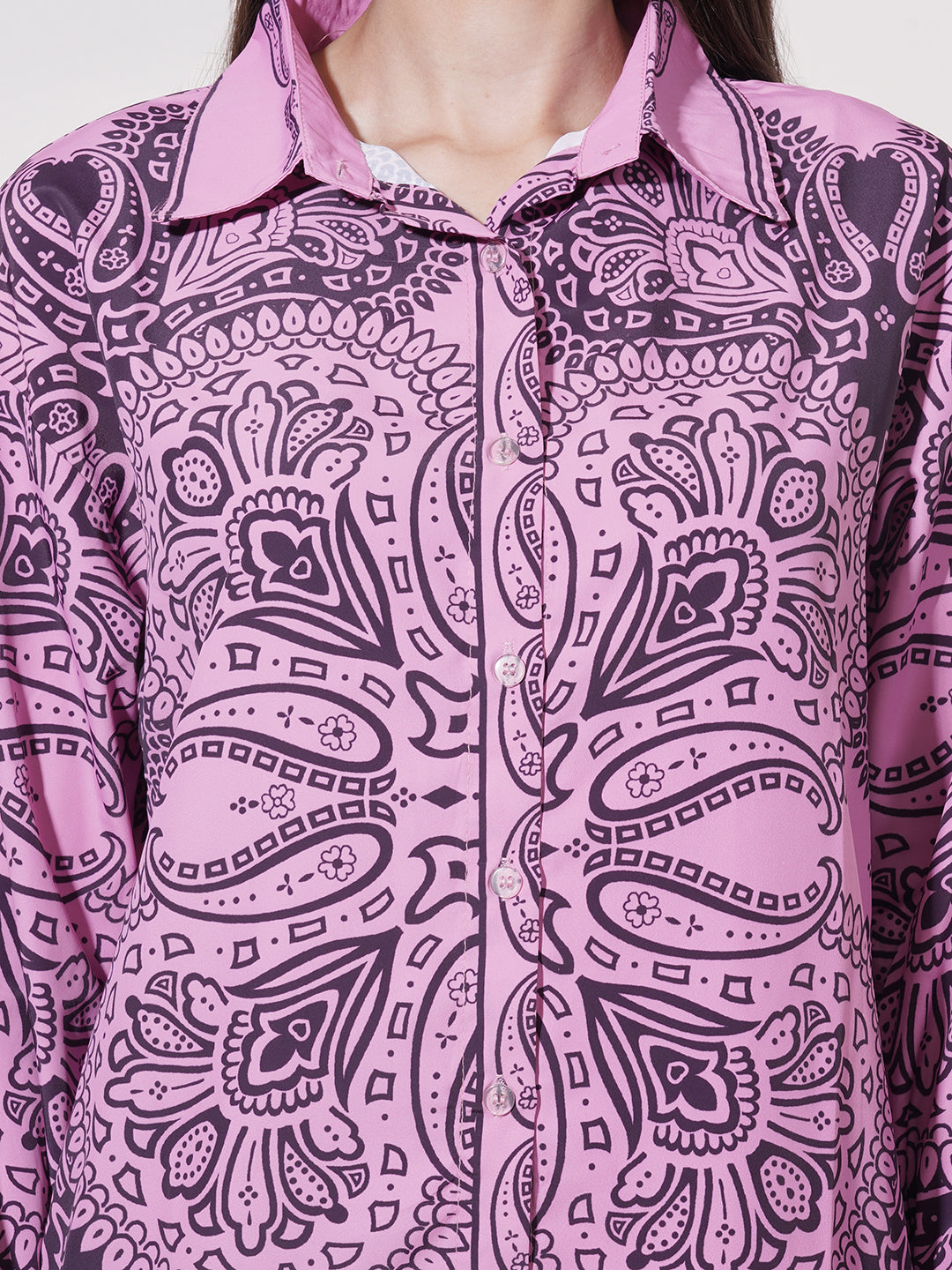 Clobug Women Printed Full Sleeve Crepe Shirt & Pant Co-ord Set