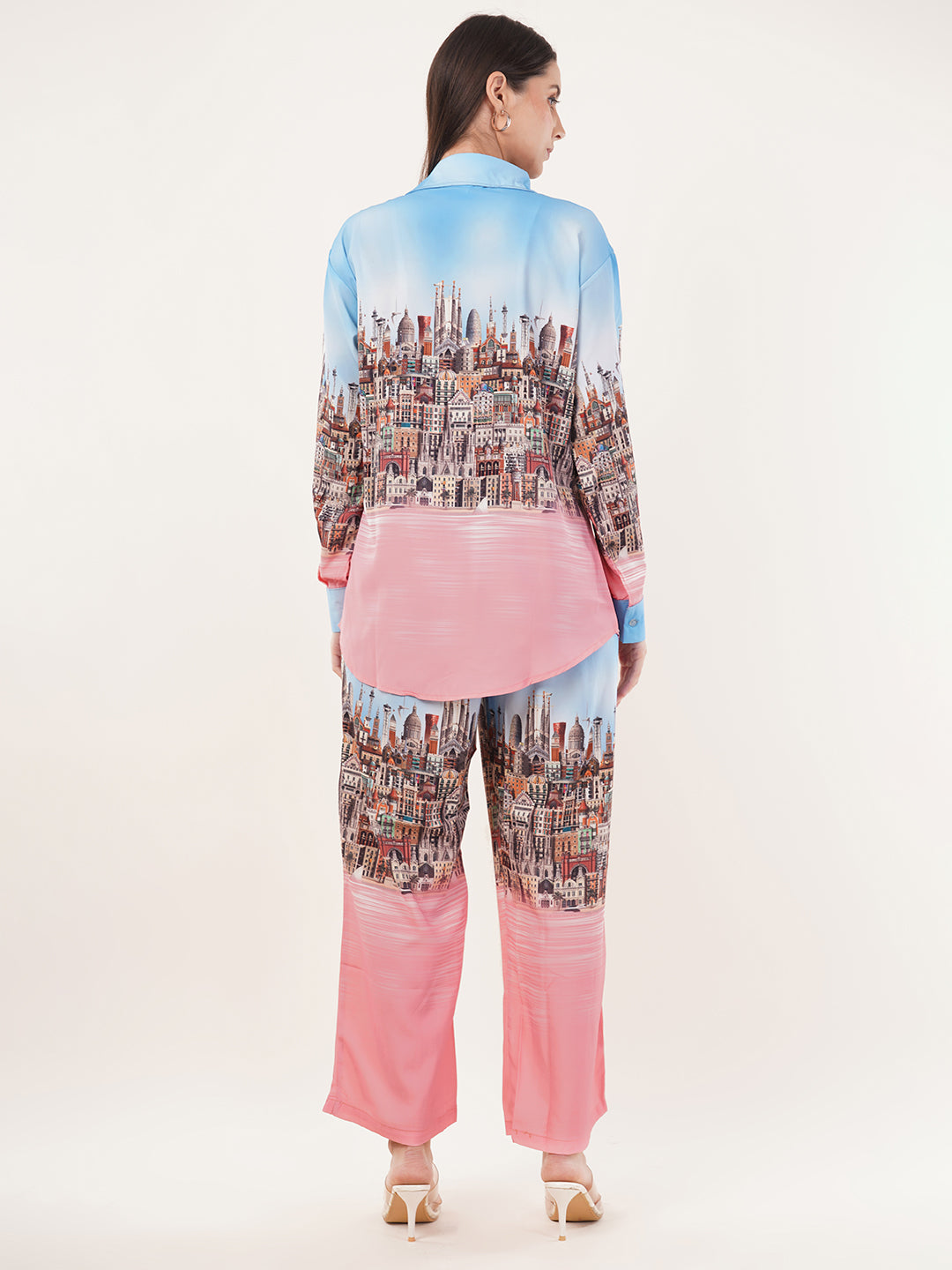 Clobug Women Printed Full Sleeve Crepe Shirt & Pant Co-ord Set