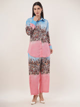 Clobug Women Printed Full Sleeve Crepe Shirt & Pant Co-ord Set