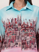 Clobug Women Printed Full Sleeve Crepe Shirt & Pant Co-ord Set