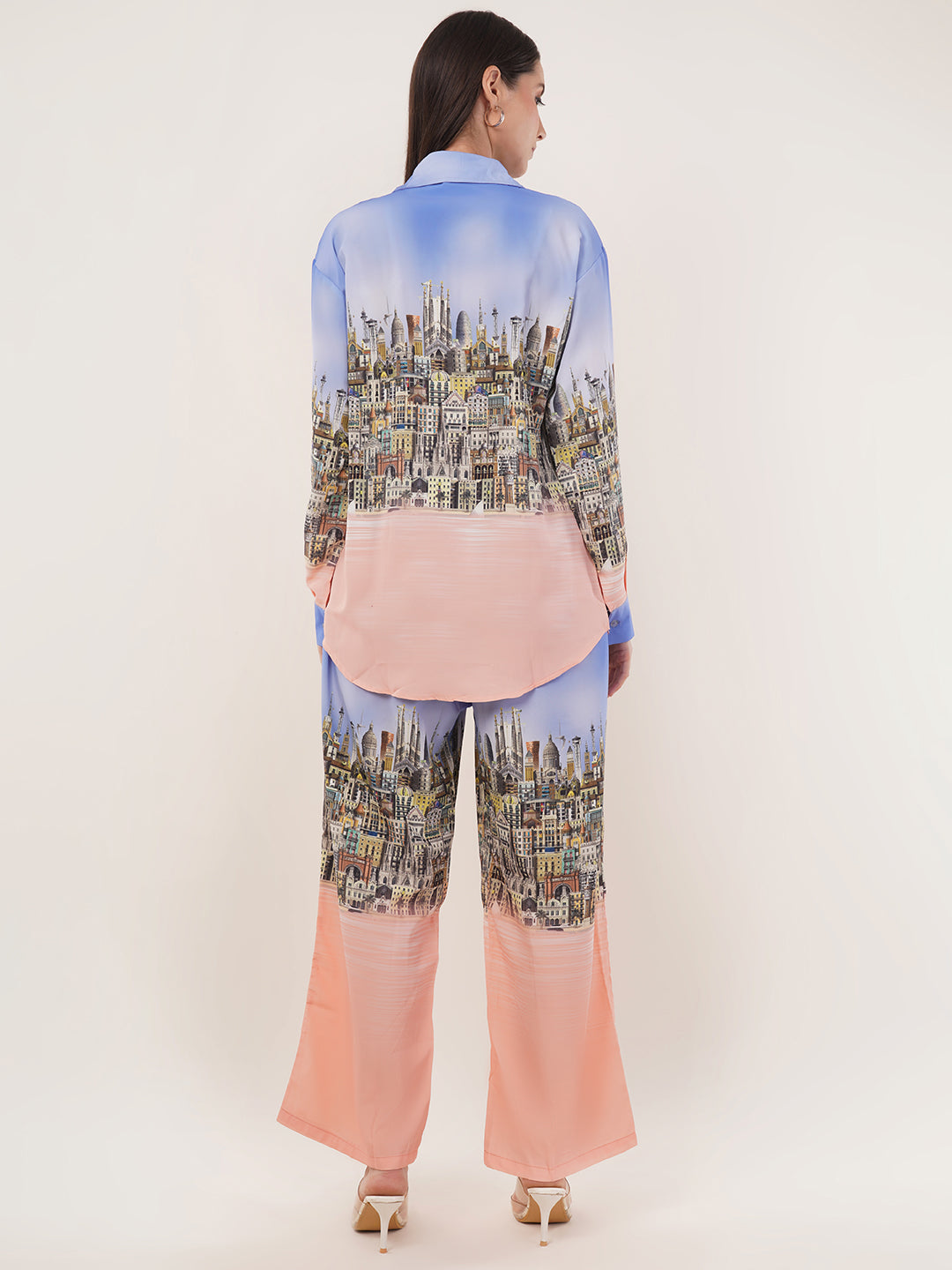 Clobug Women Printed Full Sleeve Crepe Shirt & Pant Co-ord Set