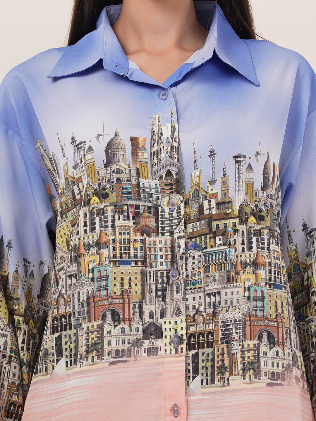 Clobug Women Printed Full Sleeve Crepe Shirt & Pant Co-ord Set