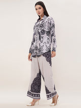 Clobug Women Printed Full Sleeve Crepe Shirt & Pant Co-ord Set