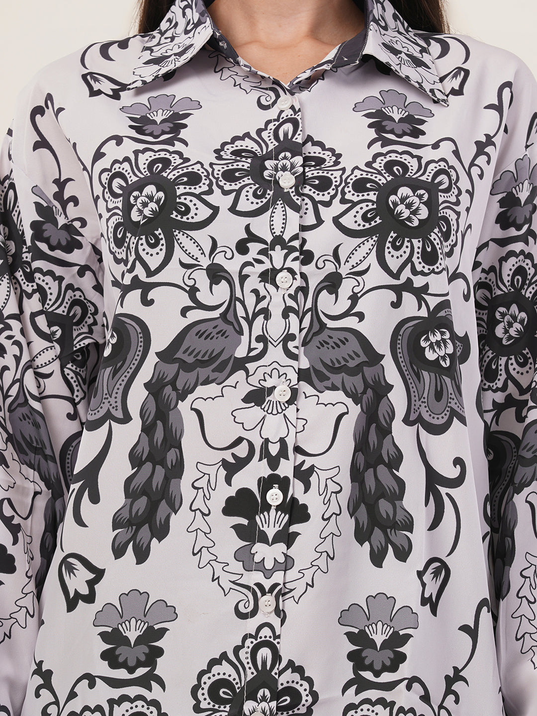 Clobug Women Printed Full Sleeve Crepe Shirt & Pant Co-ord Set