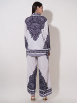 Clobug Women Printed Full Sleeve Crepe Shirt & Pant Co-ord Set
