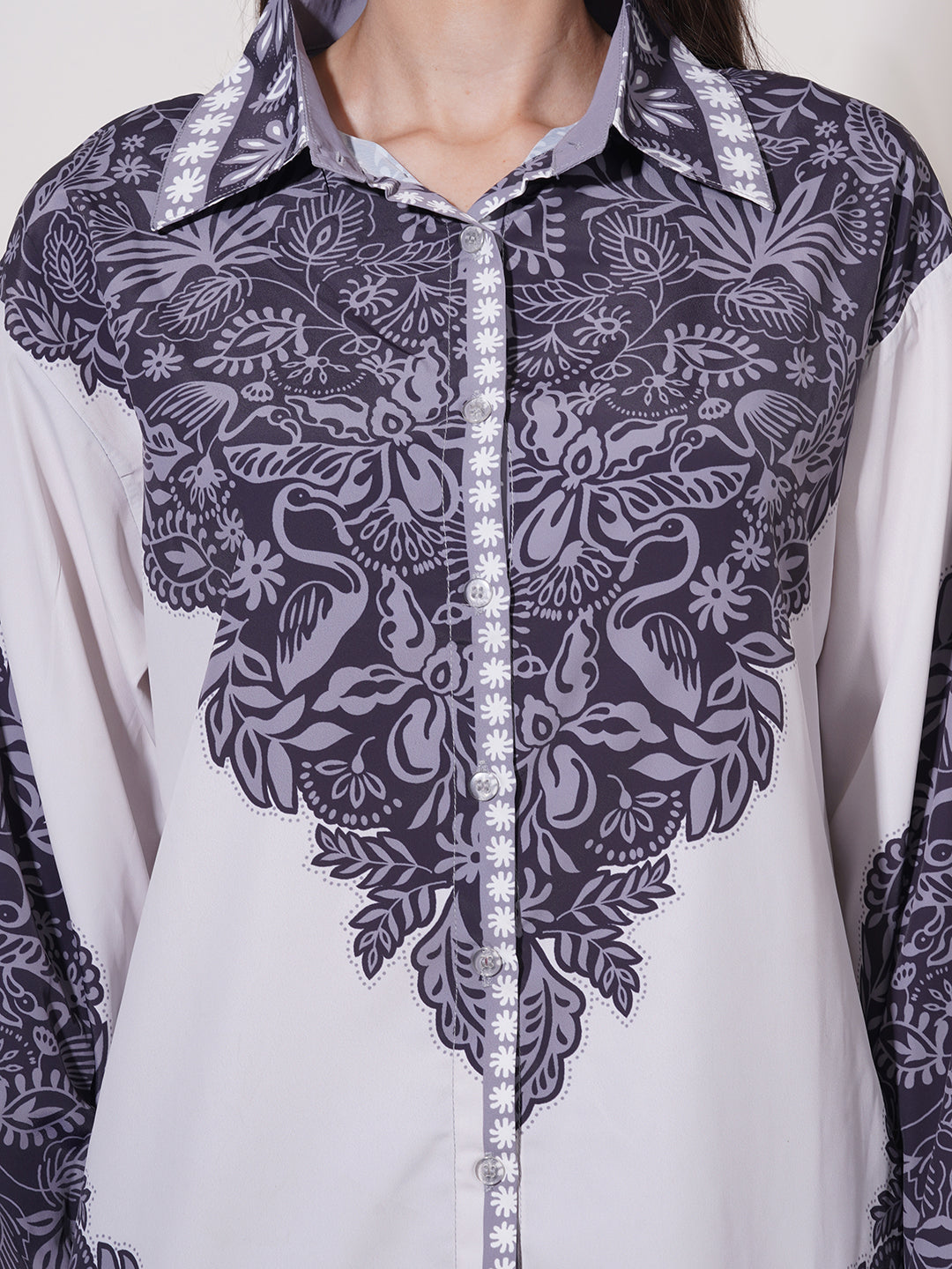 Clobug Women Printed Full Sleeve Crepe Shirt & Pant Co-ord Set