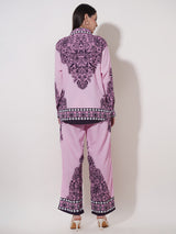 Clobug Women Printed Full Sleeve Crepe Shirt & Pant Co-ord Set