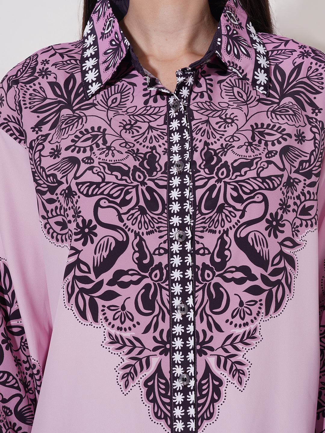 Clobug Women Printed Full Sleeve Crepe Shirt & Pant Co-ord Set