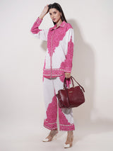 Clobug Women Printed Full Sleeve Crepe Shirt & Pant Co-ord Set