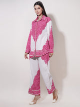 Clobug Women Printed Full Sleeve Crepe Shirt & Pant Co-ord Set
