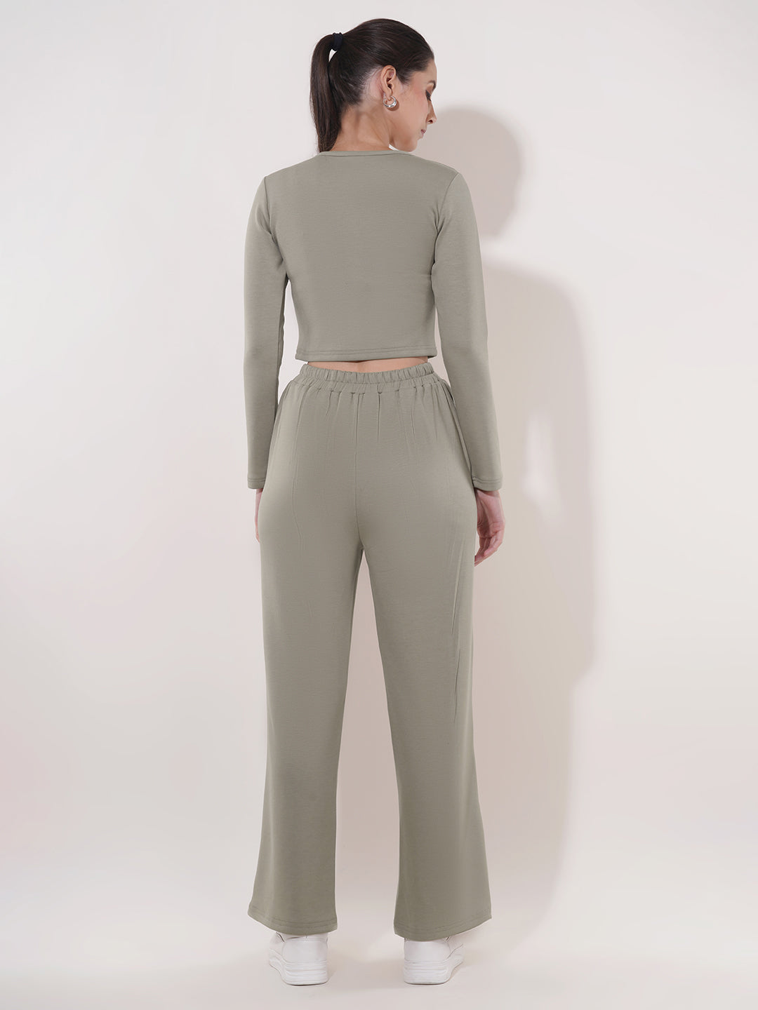 Clobug Women Soild Full Sleeve Cotton Blend Top & Pant Co-ord Set