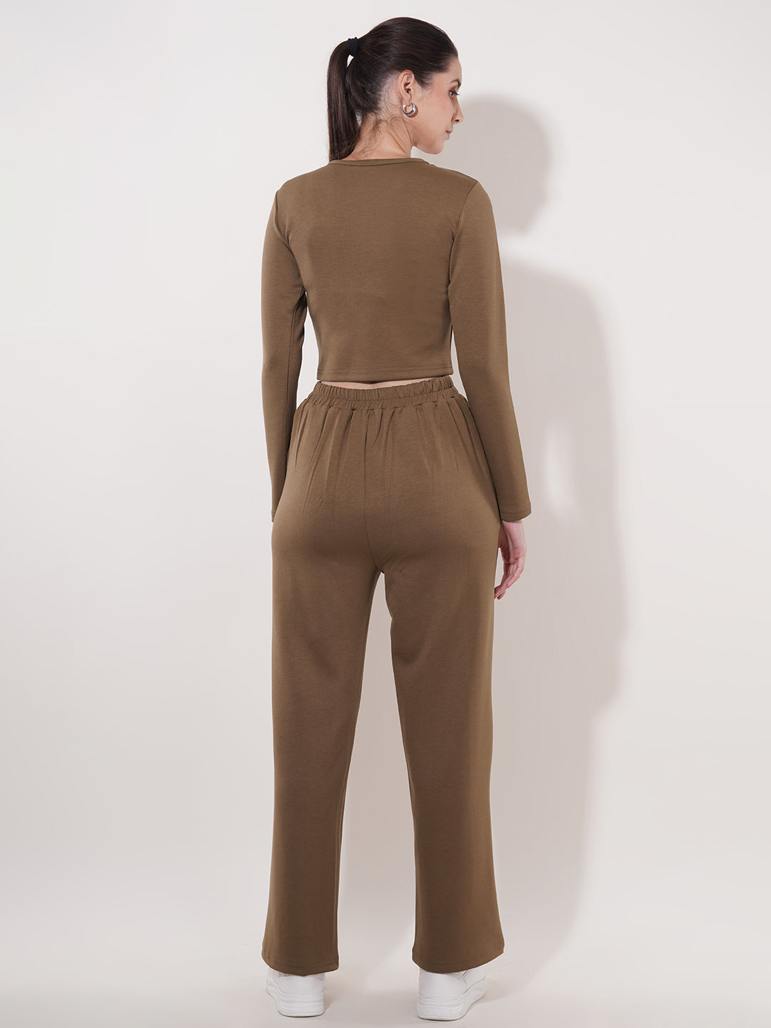 Clobug Women Soild Full Sleeve Cotton Blend Top & Pant Co-ord Set