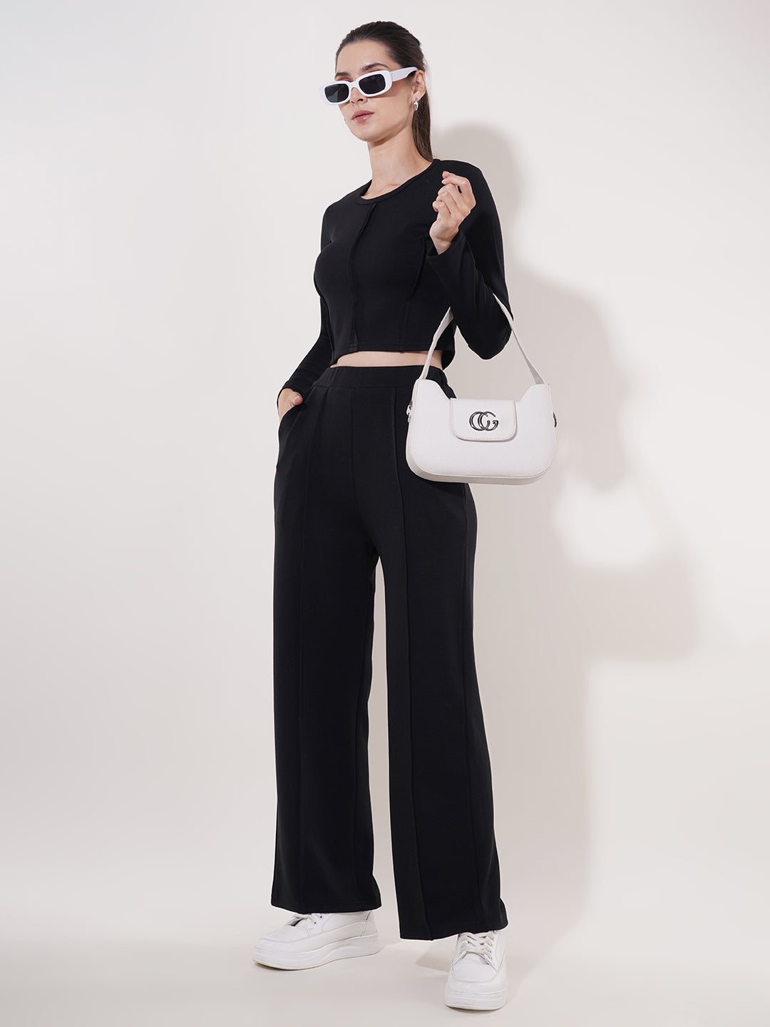 Clobug Women Soild Full Sleeve Cotton Blend Top & Pant Co-ord Set