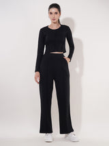 Clobug Women Soild Full Sleeve Cotton Blend Top & Pant Co-ord Set