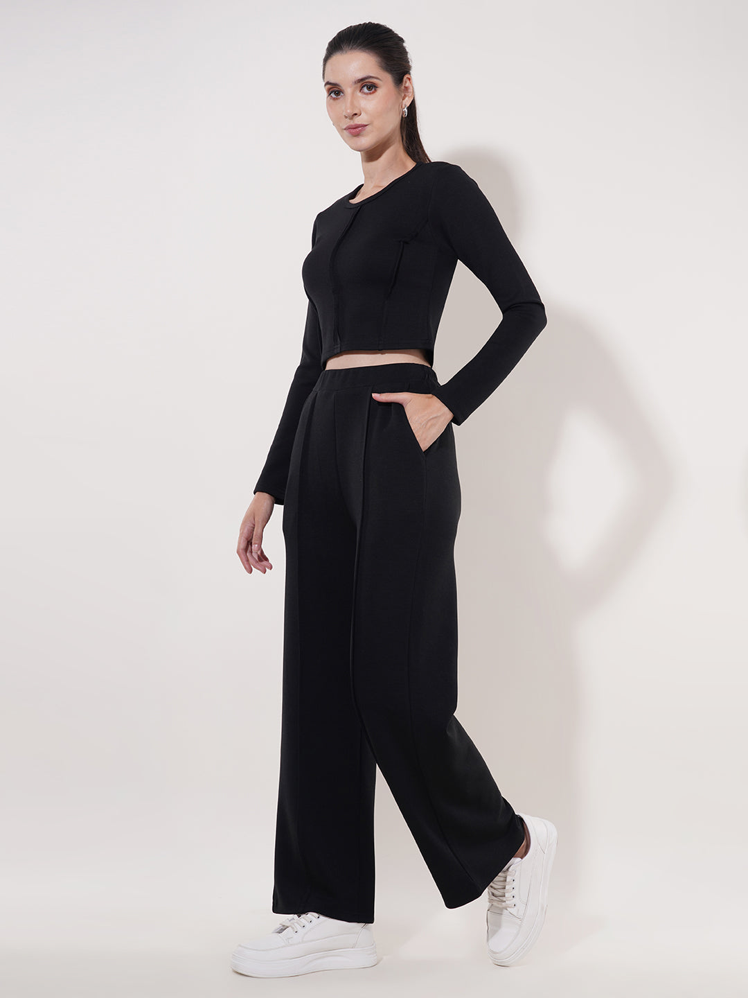 Clobug Women Soild Full Sleeve Cotton Blend Top & Pant Co-ord Set