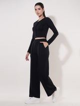 Clobug Women Soild Full Sleeve Cotton Blend Top & Pant Co-ord Set