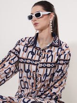 Clobug Women Printed Full Sleeve Crepe Shirt & Pant Co-ord Set