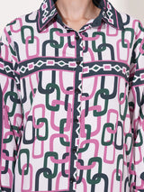 Clobug Women Printed Full Sleeve Crepe Shirt & Pant Co-ord Set