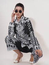 Clobug Women Printed Full Sleeve Crepe Shirt & Pant Co-ord Set