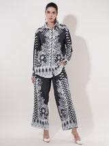 Clobug Women Printed Full Sleeve Crepe Shirt & Pant Co-ord Set