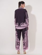 Clobug Women Printed Full Sleeve Crepe Shirt & Pant Co-ord Set