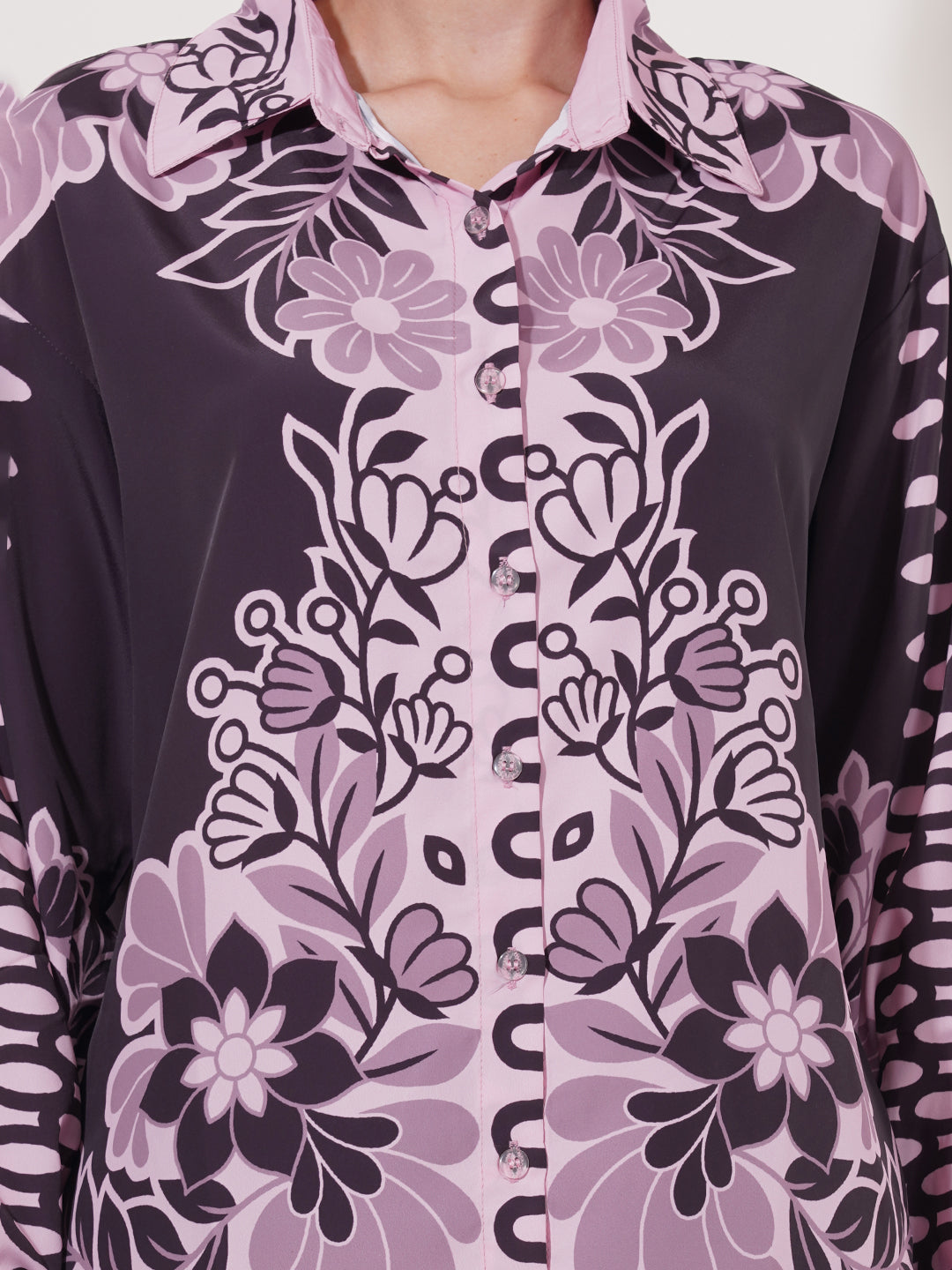 Clobug Women Printed Full Sleeve Crepe Shirt & Pant Co-ord Set