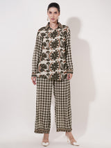 Clobug Women Printed Full Sleeve Crepe Shirt & Pant Co-ord Set