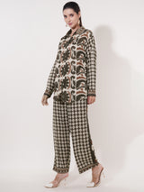 Clobug Women Printed Full Sleeve Crepe Shirt & Pant Co-ord Set