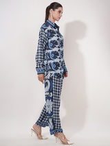 Clobug Women Printed Full Sleeve Crepe Shirt & Pant Co-ord Set