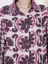 Clobug Women Printed Full Sleeve Crepe Shirt & Pant Co-ord Set