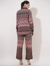 Clobug Women Printed Full Sleeve Crepe Shirt & Pant Co-ord Set