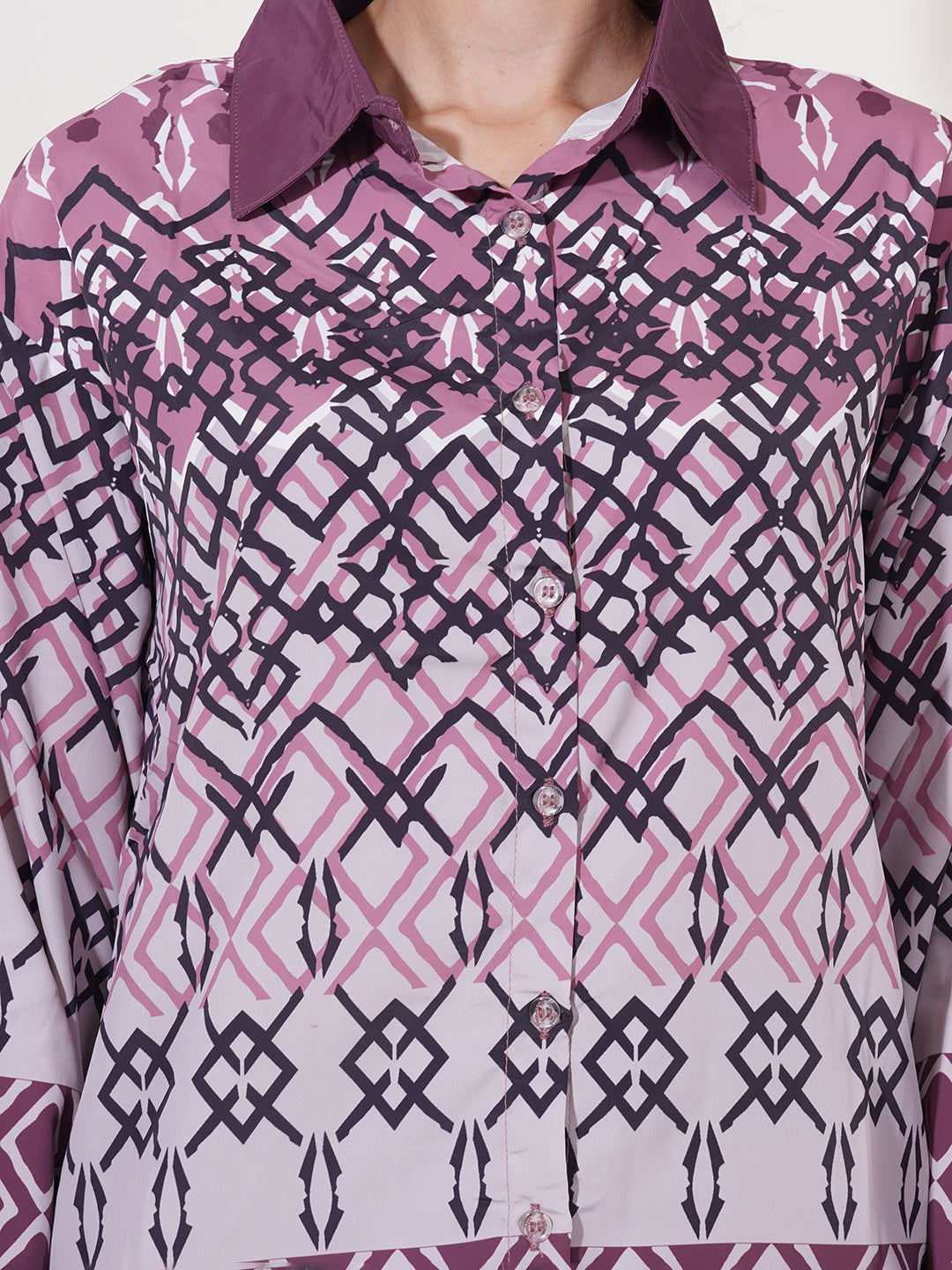 Clobug Women Printed Full Sleeve Crepe Shirt & Pant Co-ord Set