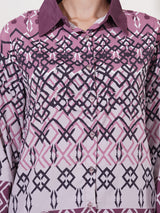 Clobug Women Printed Full Sleeve Crepe Shirt & Pant Co-ord Set