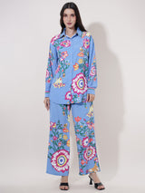 Clobug Women Printed Full Sleeve Crepe Shirt & Pant Co-ord Set