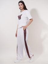 Clobug Women Printed Short Sleeve Cotton Blend T-shirt & Pant Co-ord Set