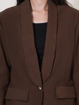 Clobug Women Solid Single Breast Full Sleeve Cotton Blend Blazer