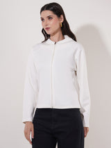 Clobug Women High Neck Full Sleeve Cotton Blend Jacket