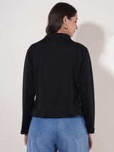 Clobug Women High Neck Full Sleeve Cotton Blend Jacket