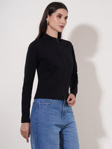 Clobug Women High Neck Full Sleeve Cotton Blend Jacket