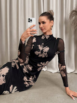 Clobug Women Printed Black Midi Dress