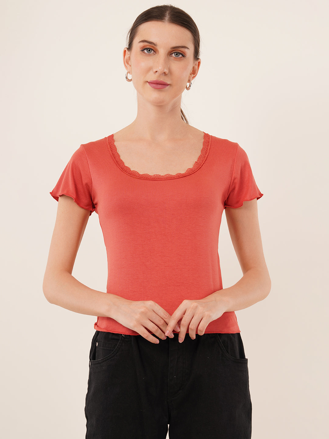 Clobug Women Cotton Blend Short Sleeve Top