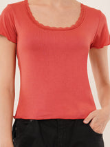 Clobug Women Cotton Blend Short Sleeve Top