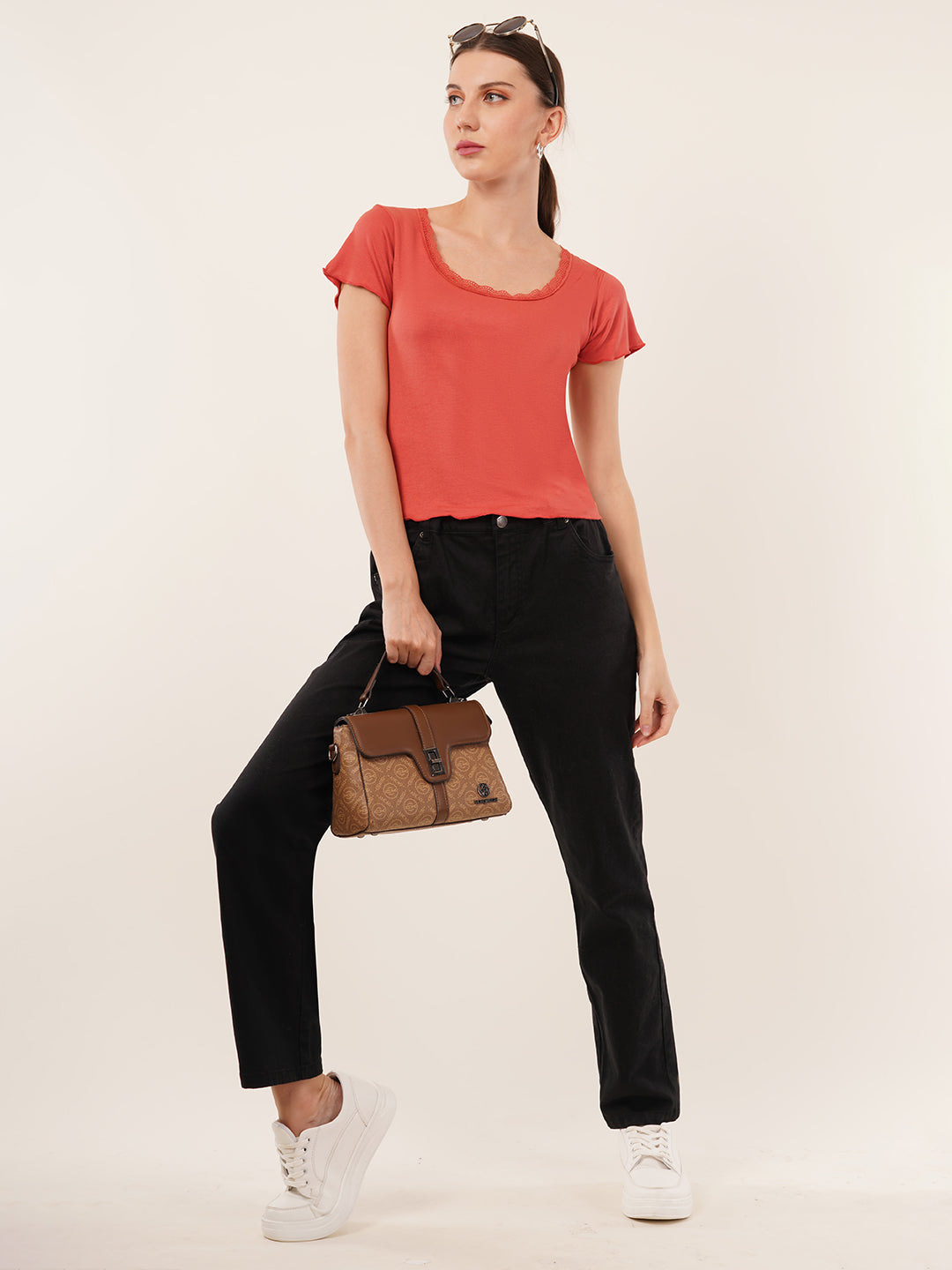 Clobug Women Cotton Blend Short Sleeve Top