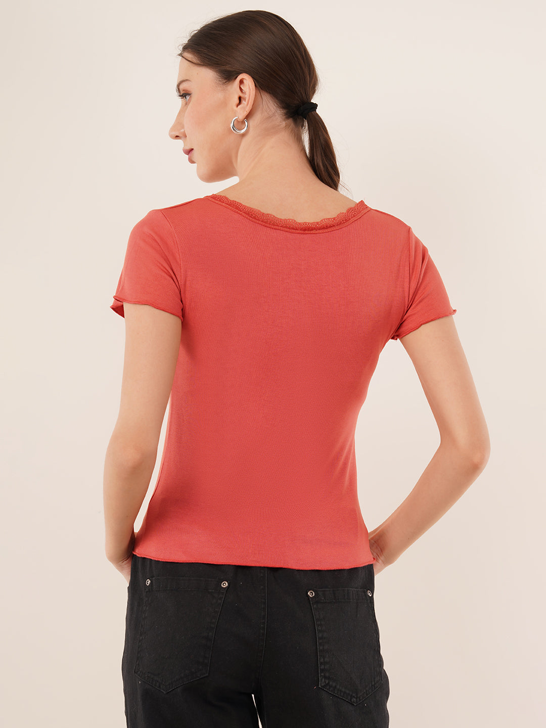 Clobug Women Cotton Blend Short Sleeve Top