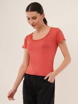 Clobug Women Cotton Blend Short Sleeve Top