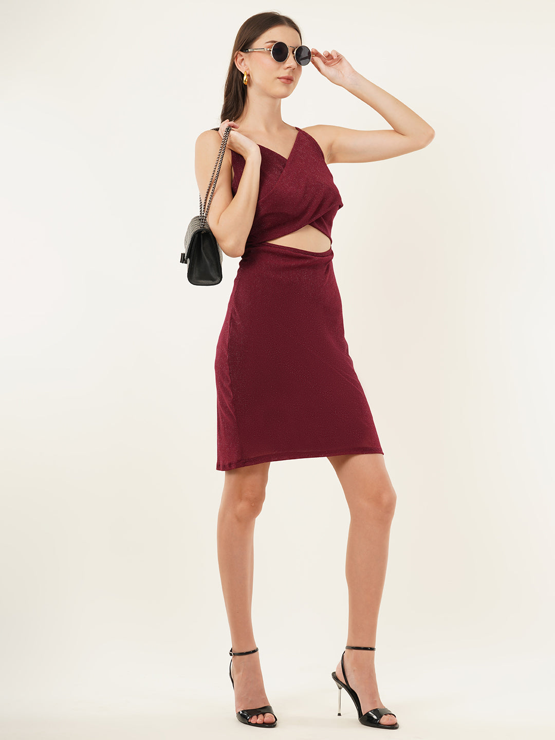 Clobug Women Solid Sleevelesss Lycra Blend Bodycon Black Dress