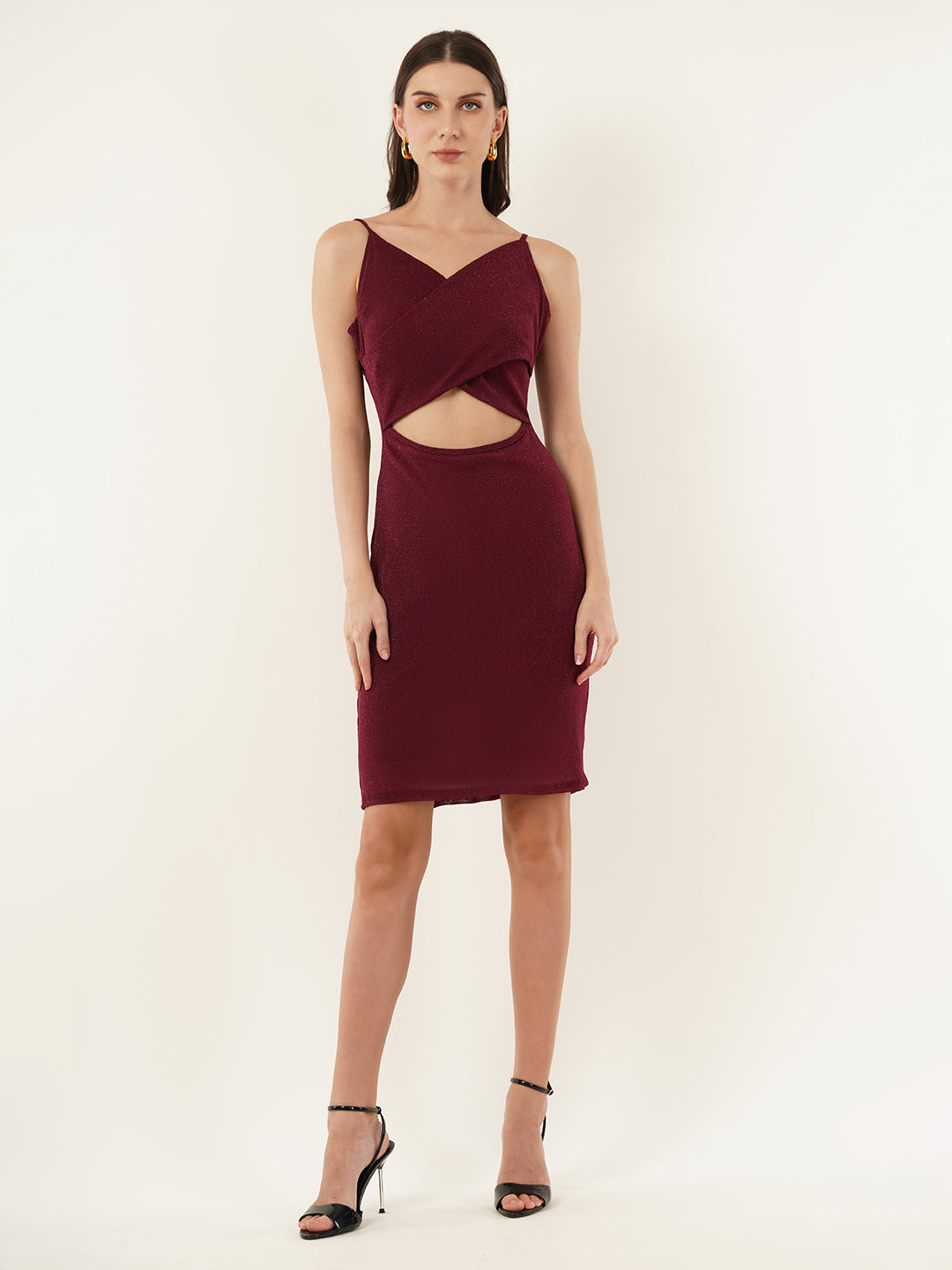 Clobug Women Solid Sleevelesss Lycra Blend Bodycon Black Dress